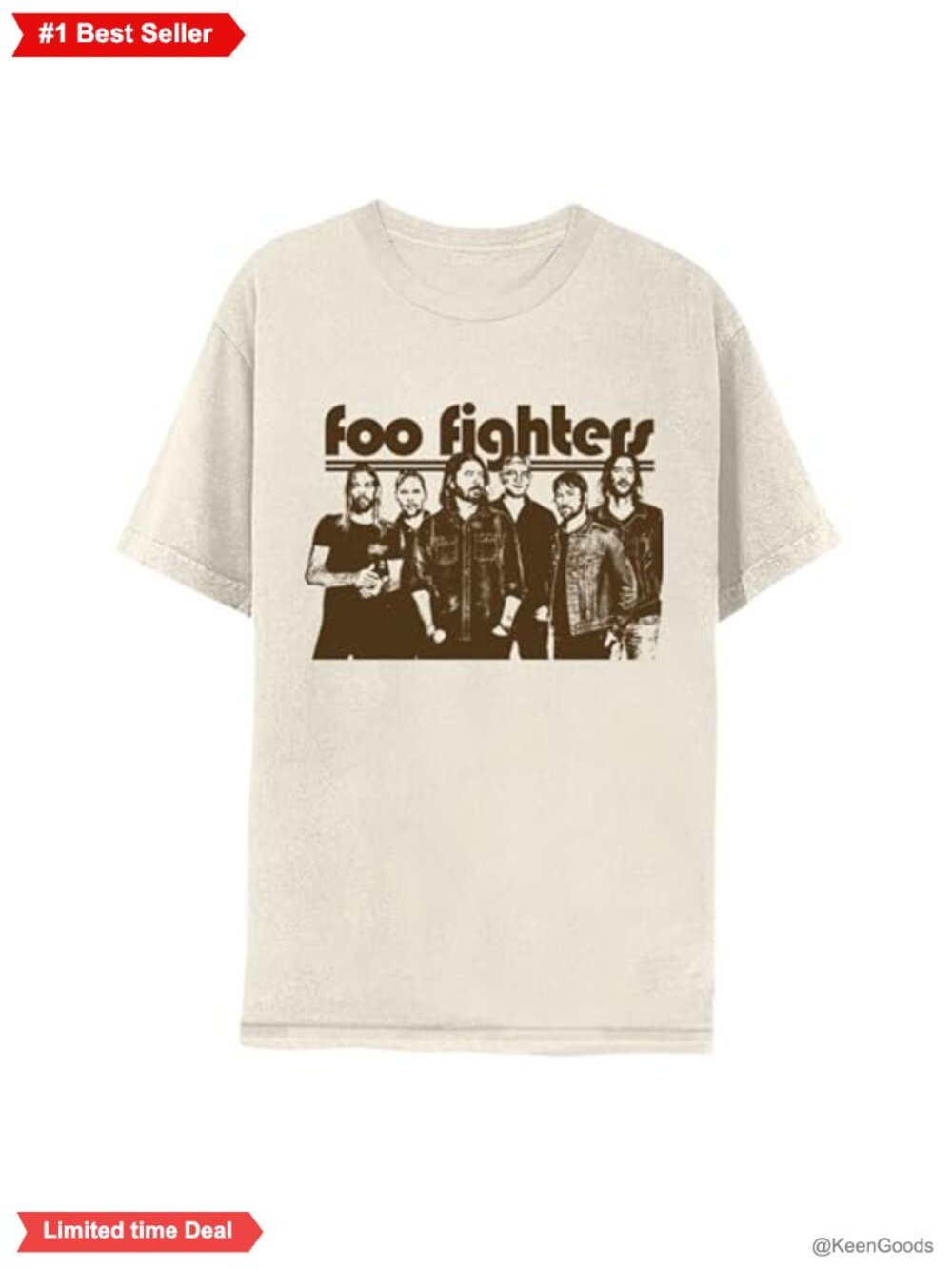 Officially Licensed Foo Fighters Graphic T-Shirt 100% Cotton Unisex Crew